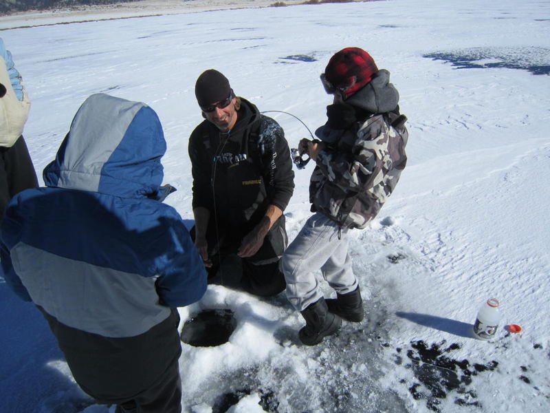 Ice fishing on fun on 11 Mile Reservoir in Colorado